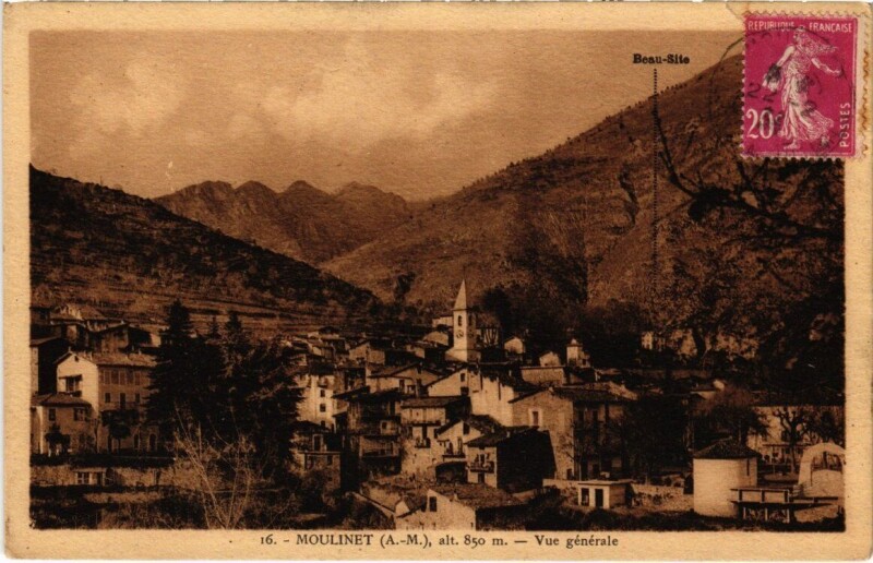 Carte postale ancienne Moulinet - Vue générale à Moulinet
