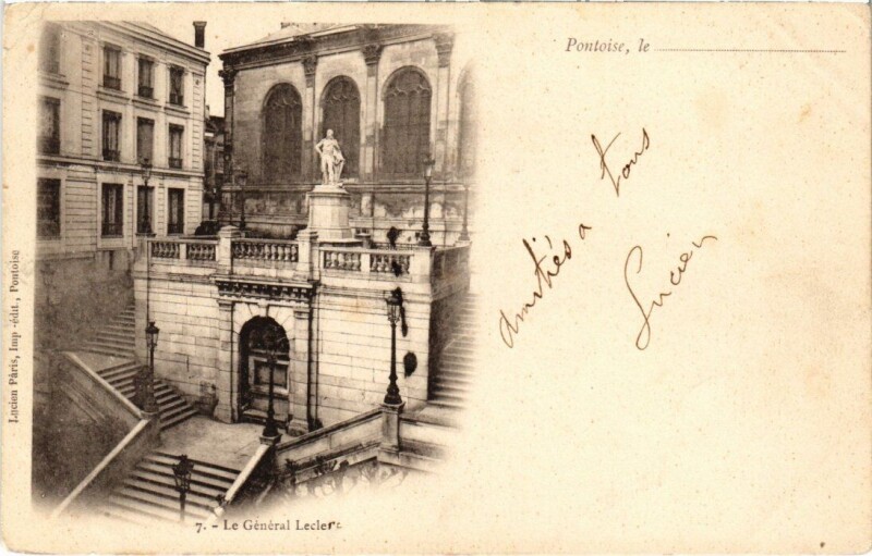 Carte postale ancienne Pontoise - Le Général Leclerc à Pontoise