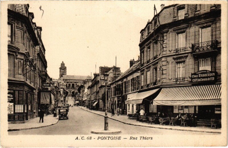 Carte postale ancienne Pontoise - Rue Thiers à Pontoise