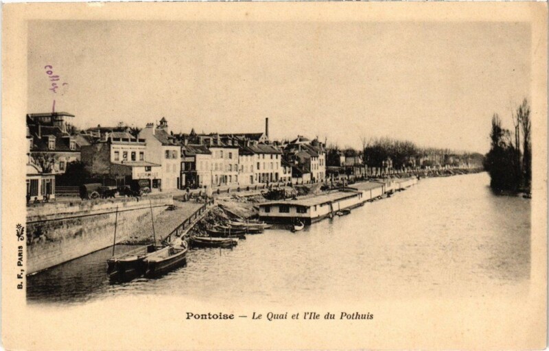 Carte postale ancienne Pontoise - Le Quai et l'Ile du Pothuis à Pontoise