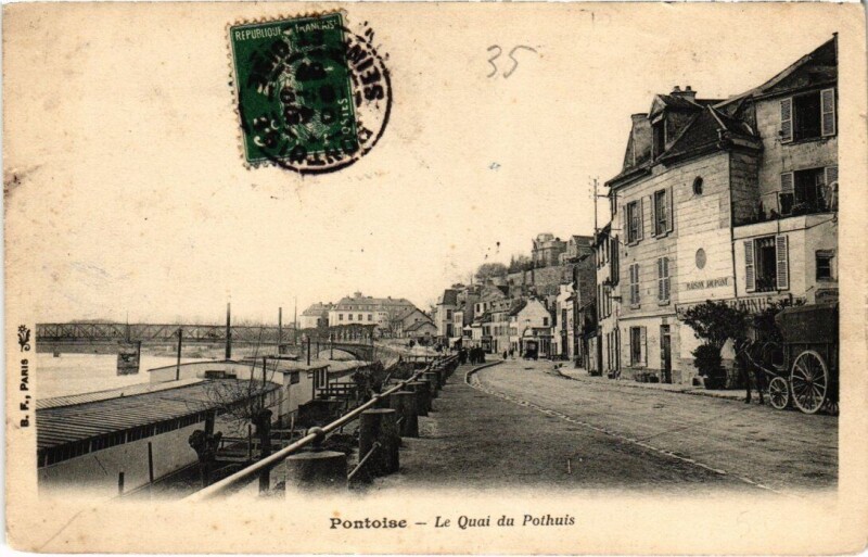 Carte postale ancienne Pontoise - Le Quai du Pothius à Pontoise