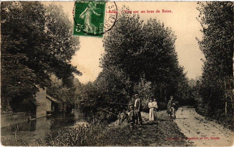 Carte postale ancienne Romilly-sur-Seine - Vue sur un bras de Seine à Romilly-sur-Seine