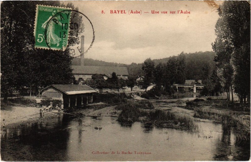 Carte postale ancienne Bayel - Une vue sur l'Aube à Bayel