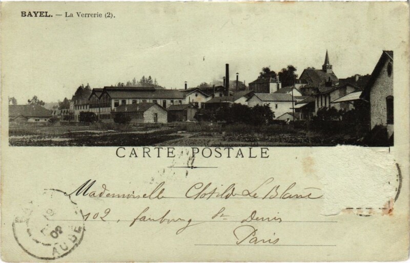 Carte postale ancienne Bayel - La Verrerie à Bayel