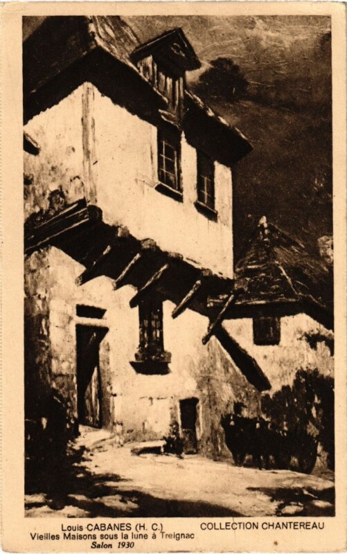 Carte postale ancienne Vieilles Maisons sous la lune a Treignac à Treignac