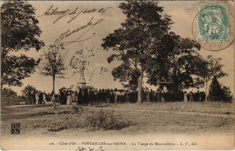 Carte postale ancienne Pontailler-sur-Saone - La Vierge du Montadoux à Pontailler-sur-Saône