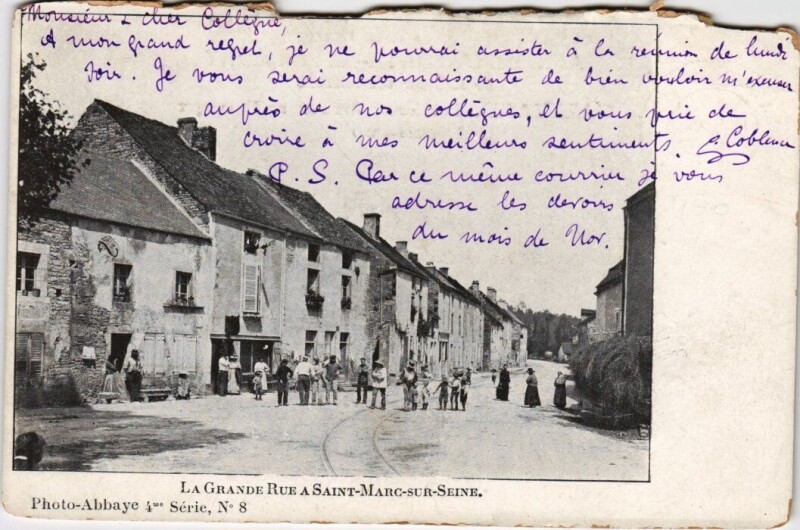 Carte postale ancienne Saint-Marc Sur Seine - La Grande Rue à Saint-Marc-sur-Seine