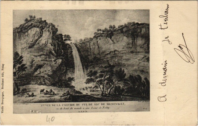 Carte postale ancienne Cascade du Cul de Sac de Menevault - Vue