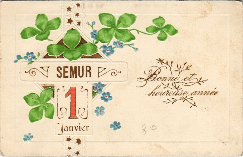 Carte postale ancienne Semur - Bonne année Embossed