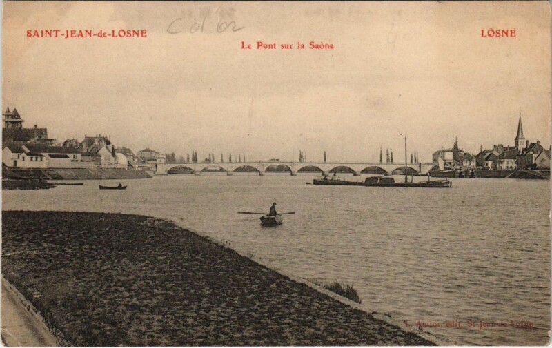 Carte postale ancienne Saint-Jean-de-Losne - Le Pont sur la Saone à Saint-Jean-de-Losne