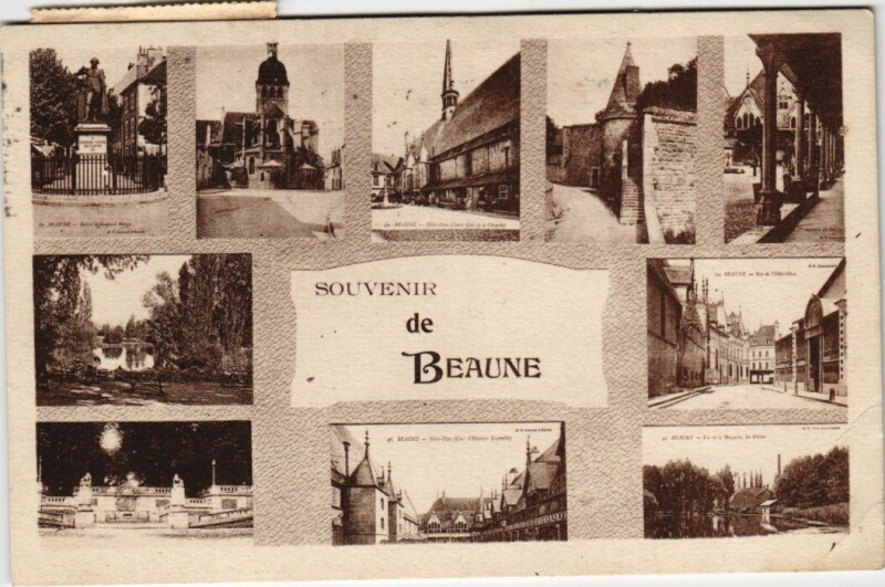 Carte postale ancienne Beaune - Souvenir collage à Beaune