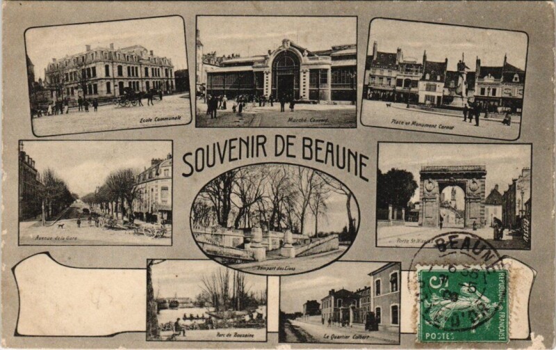 Carte postale ancienne Beaune - Souvenir collage à Beaune