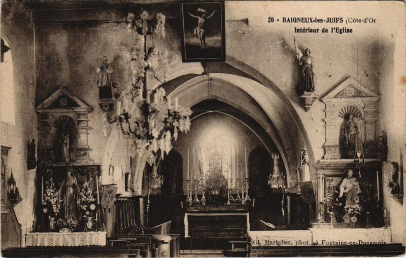 Carte postale ancienne Baigneux-les-Juifs - Interieur de l'Eglise à Baigneux-les-Juifs