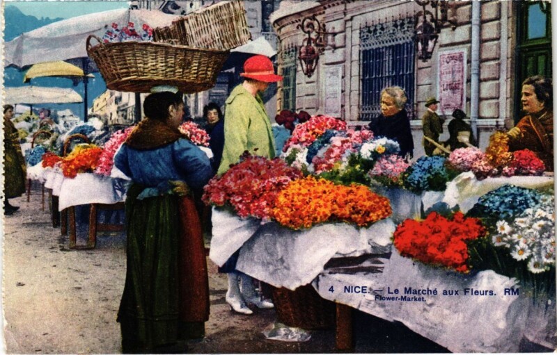 Carte postale ancienne Nice- Le Marche aux Fleurs France