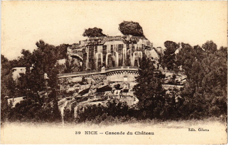 Carte postale ancienne Nice- Cascade du Chateau France