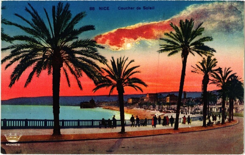 Carte postale ancienne Nice- Coucher de Soleil France