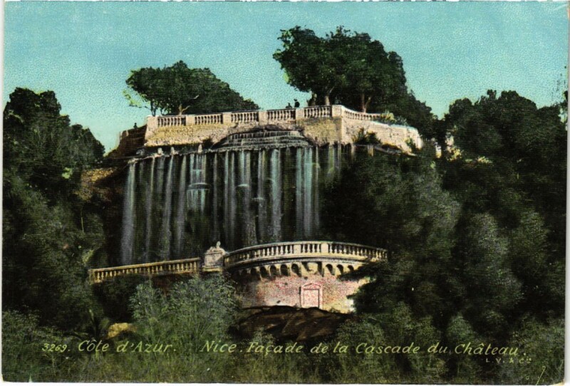 Carte postale ancienne Nice- Facade de la Cascade du Chateau France