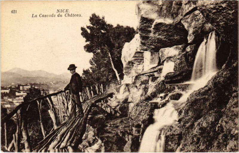 Carte postale ancienne Nice- Cascade du Chateau France