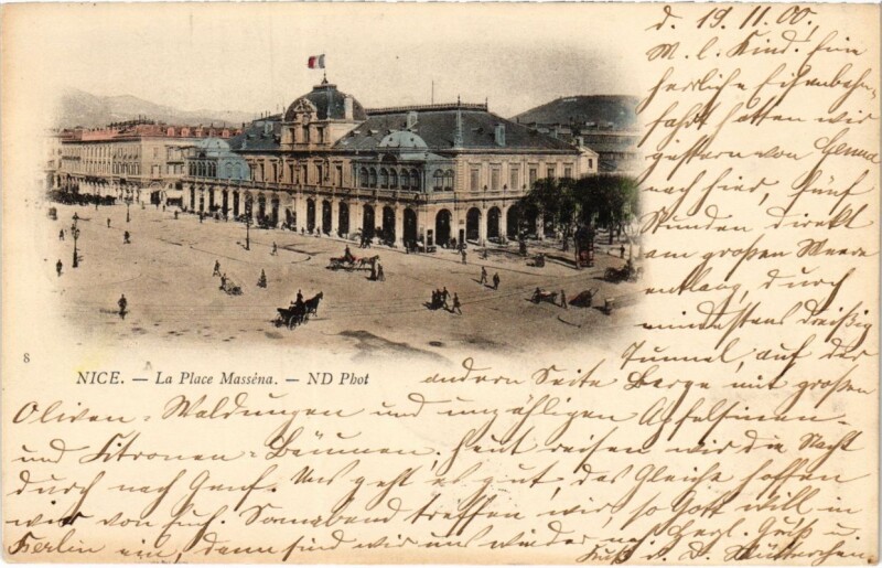 Carte postale ancienne Nice- Place Massena France
