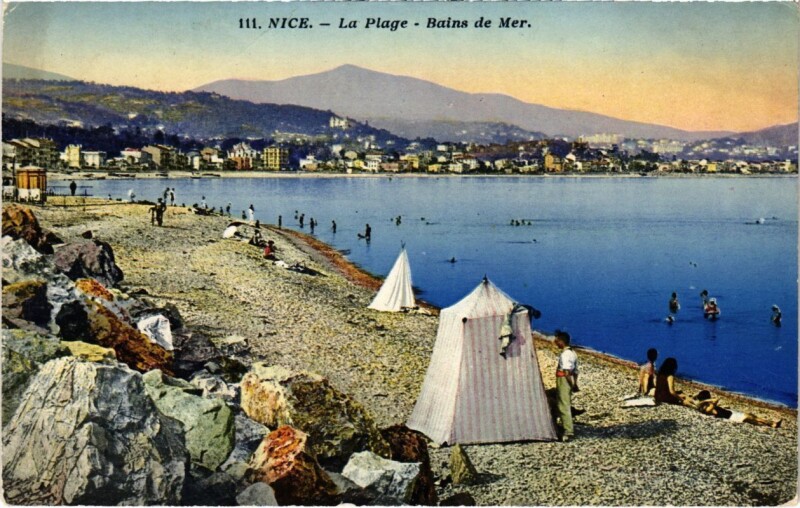 Carte postale ancienne Nice- La Plage, Bains de Mer France