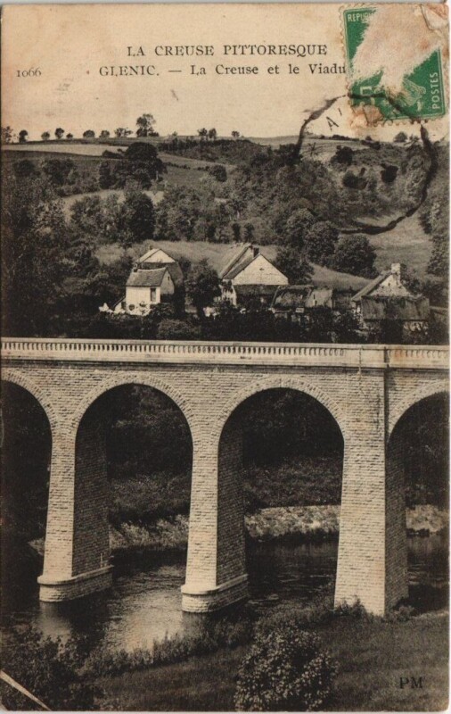 Carte postale ancienne Glenic - La Creuse et le Viaduc à Glénic