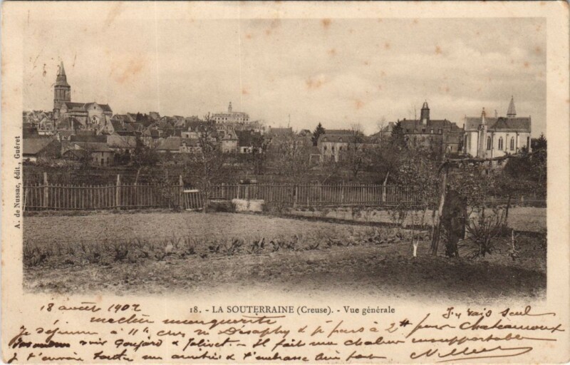 Carte postale ancienne La Souterraine - Vue génétale à La Souterraine
