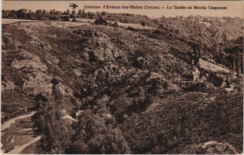 Carte postale ancienne Environs d'Evaux-les-Bains - La Tardes su Moulin Chaponnet à Tardes