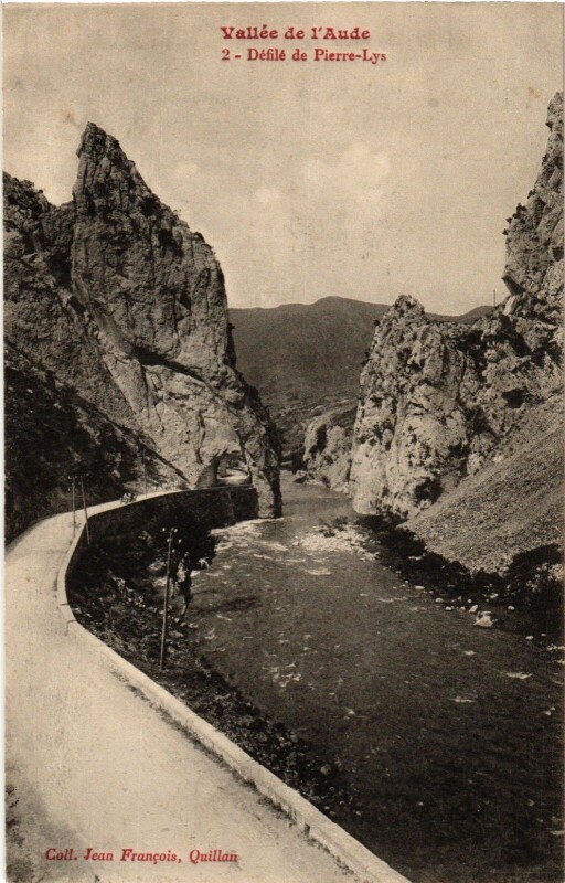 Carte postale ancienne Vallee de l'Aude Defile de Pierre-Lys France