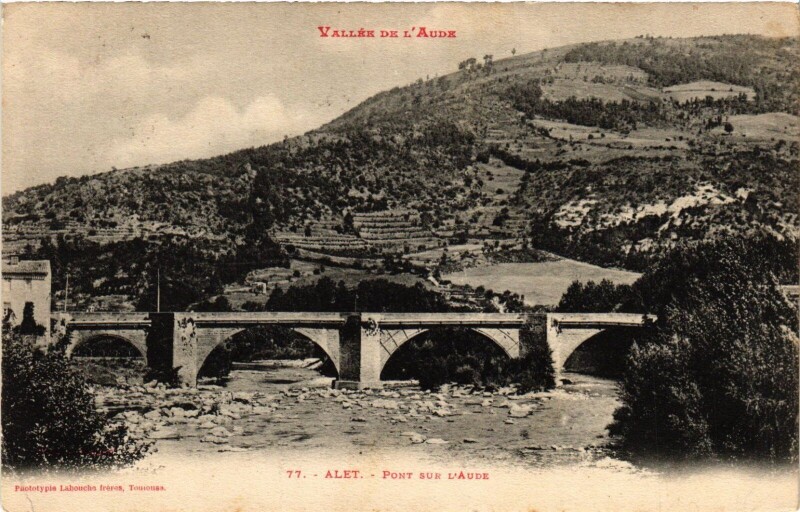 Carte postale ancienne Alet Pont sur l'Aude France
