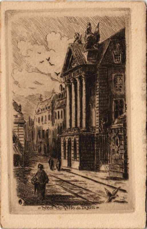Carte postale ancienne Dijon - Hotel de Ville gravure à Dijon