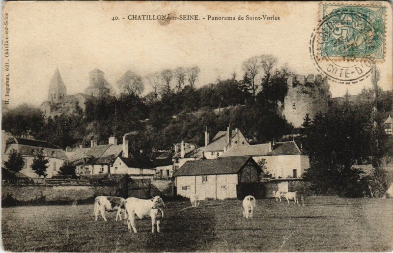 Carte postale ancienne Chatillon-sur-Seine - Panorama de Saint-Vorles à Châtillon-sur-Seine