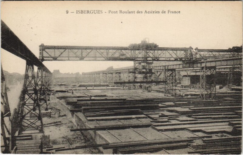 Carte postale ancienne Isbergues-Pont Roulant des Aciéries de France à Isbergues