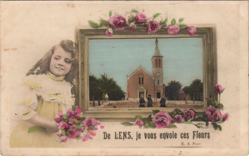 Carte postale ancienne De LENS, je vous envoie ces Fleurs