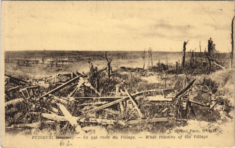 Carte postale ancienne Puiseux-Ce qui reste du Village-What remains of the Village