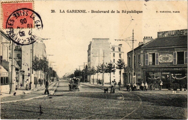 Carte postale ancienne La Garenne - Boulevard de la République