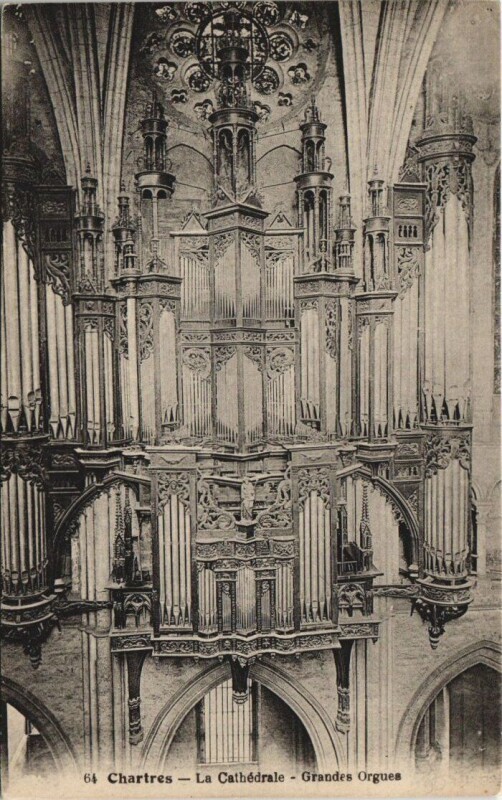 Carte postale ancienne Chartres-La Cathédrale-Grande Orgues à Chartres