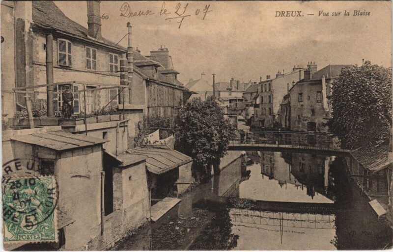 Carte postale ancienne Dreux-Vue sur la Blaise à Dreux