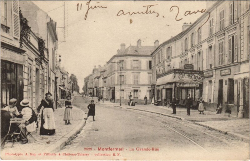 Carte postale ancienne Montfermeil - La Grande-Rue à Montfermeil