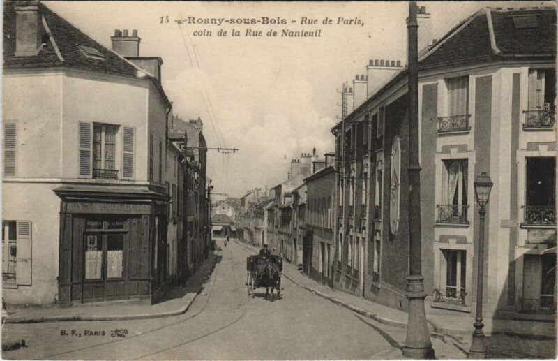 Carte postale ancienne Rosny-sous-Bois - Rue de Paris, coin de la Rue de Nanteuil à Rosny-sous-Bois
