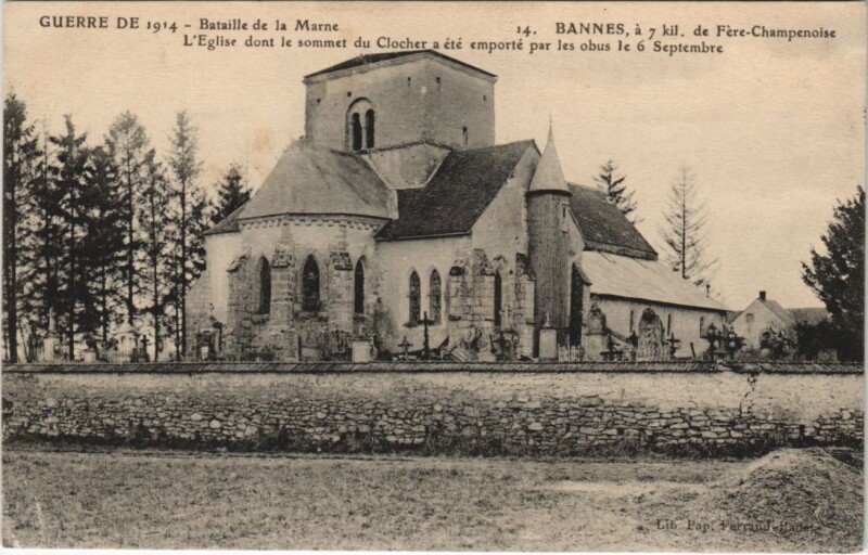 Carte postale ancienne Bataille de la Marne - L'Eglise dont le SOMMEt du Clocher