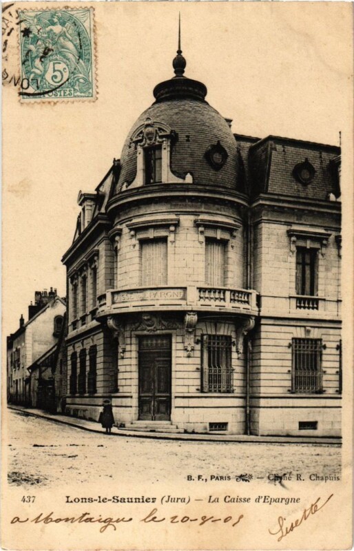 Carte postale ancienne Lons le Saunier- La Caisse d'Epargne France à Lons-le-Saunier