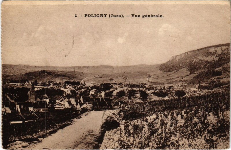 Carte postale ancienne Poligny- vue generale France à Poligny