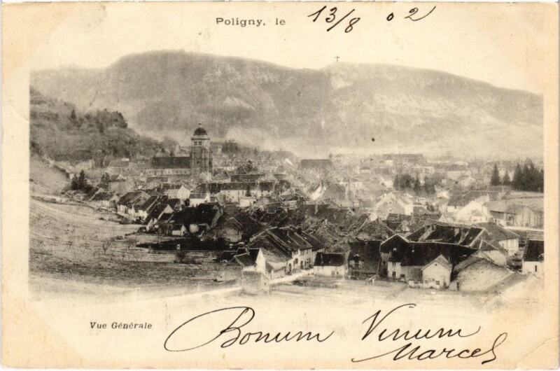 Carte postale ancienne Poligny- vue generale France à Poligny