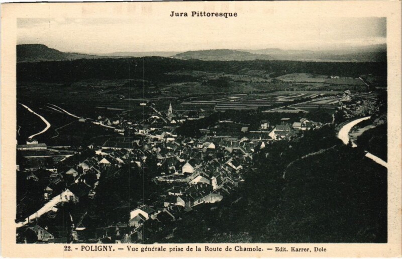 Carte postale ancienne Poligny- vue generale France à Poligny