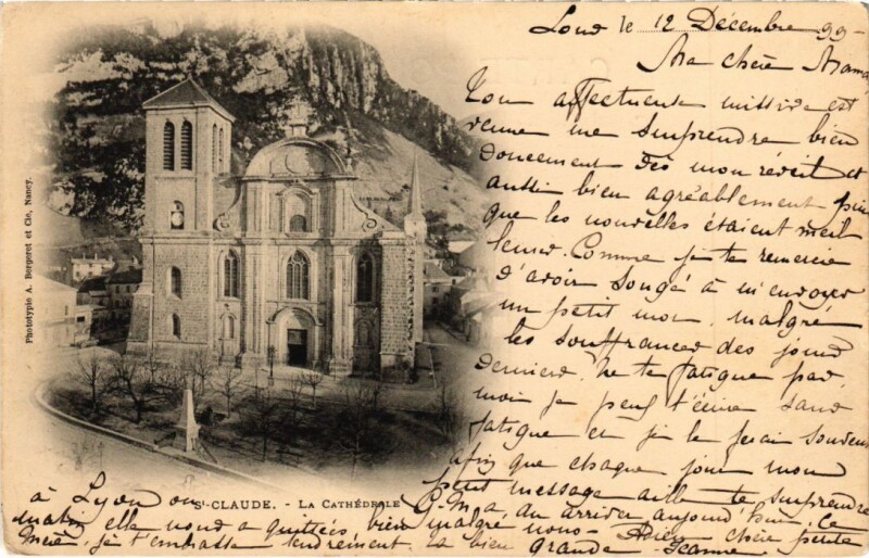 Carte postale ancienne Saint Claude- La Cathedrale France à Saint-Claude