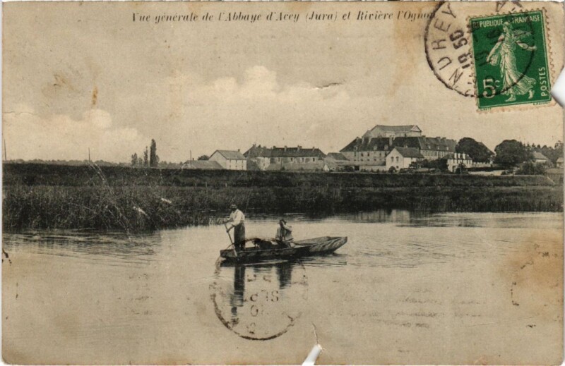 Carte postale ancienne Vue generale de l'Abbaye d'Acey et Riviere l'Ognon France