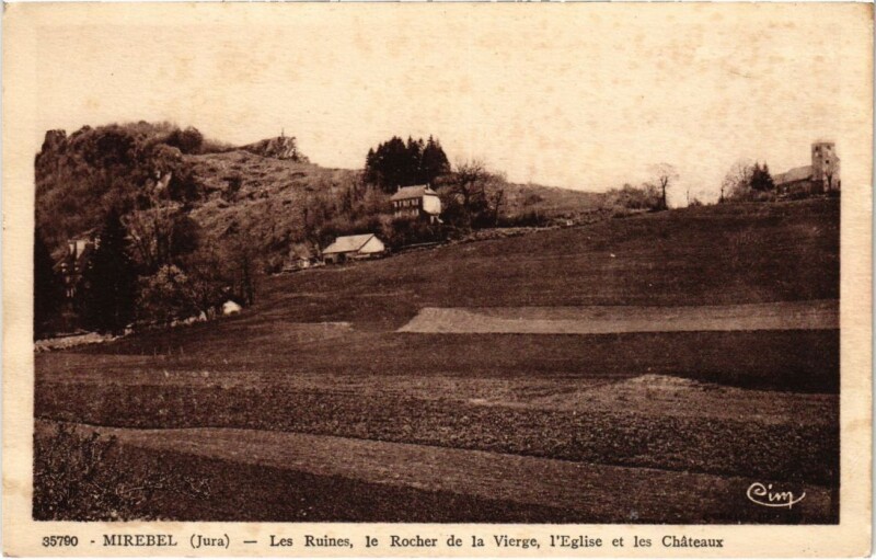 Carte postale ancienne Mirebel- Les Ruines, le Rocher de la Vierge France-