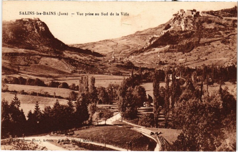 Carte postale ancienne Salins les Bains- vue prise au Sud de la Ville France à Salins-les-Bains