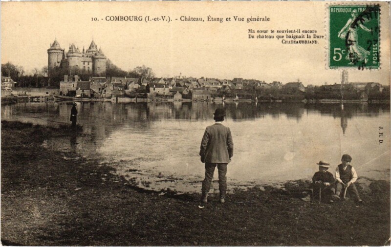 Carte postale ancienne Combourg Chateau, etang et vue generale France à Combourg