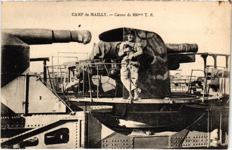 Carte postale ancienne Camp-de-Mailly - Canon de 200mm T. R.